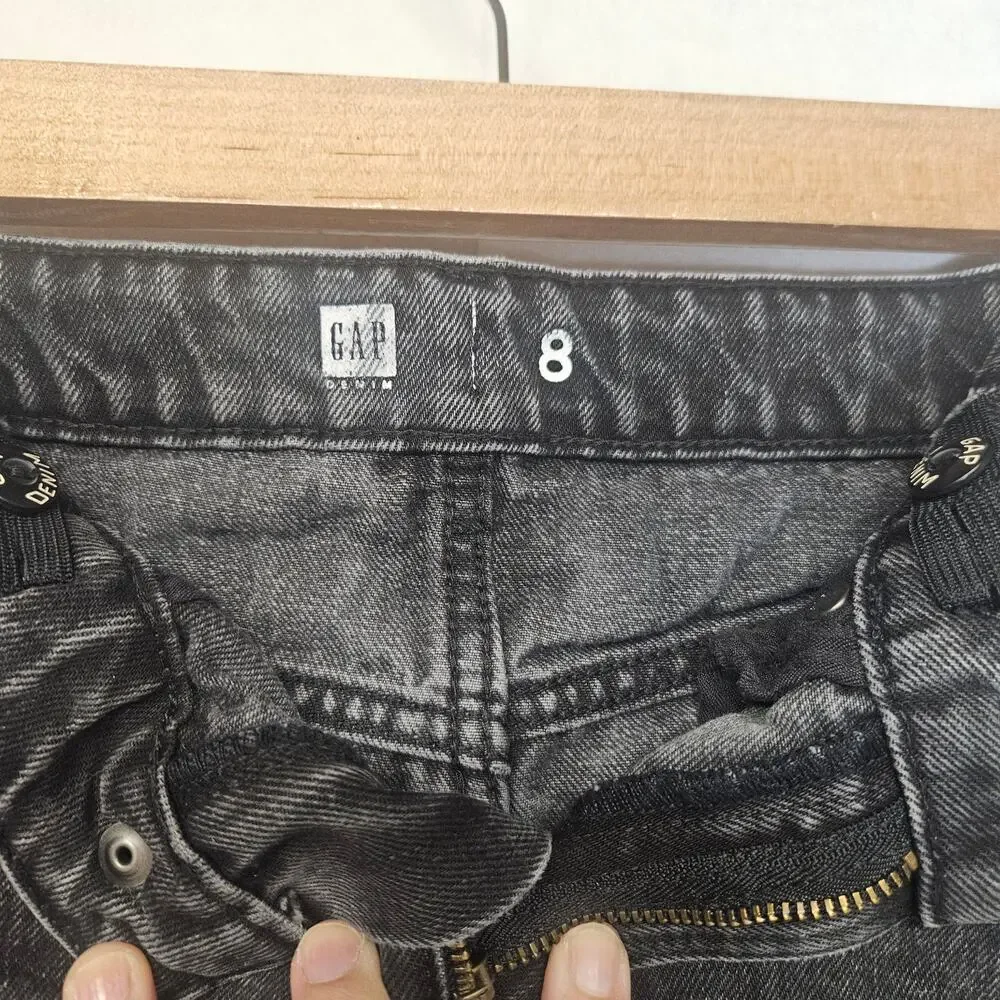 Gap Girl Black Wash Denim Raw Hem Skirt